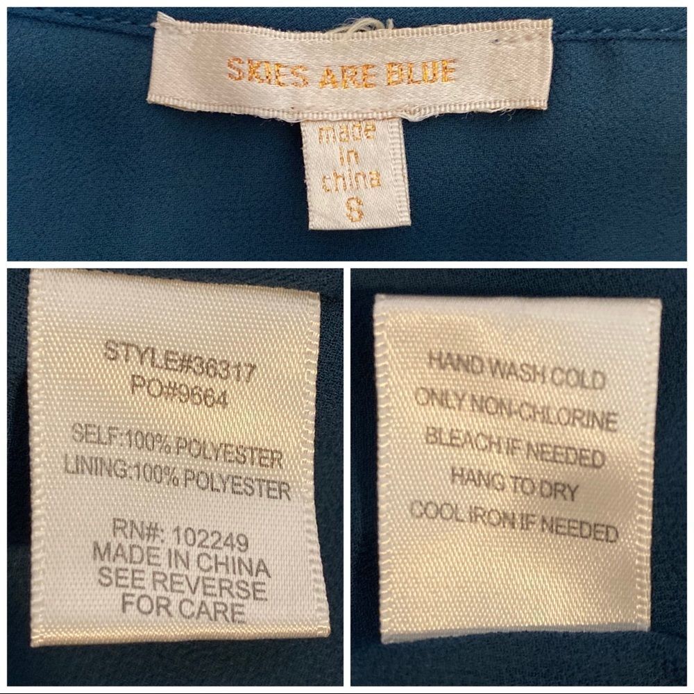 Skies Are Blue Dark Teal Embroidered Top Small S - Picture 7 of 11